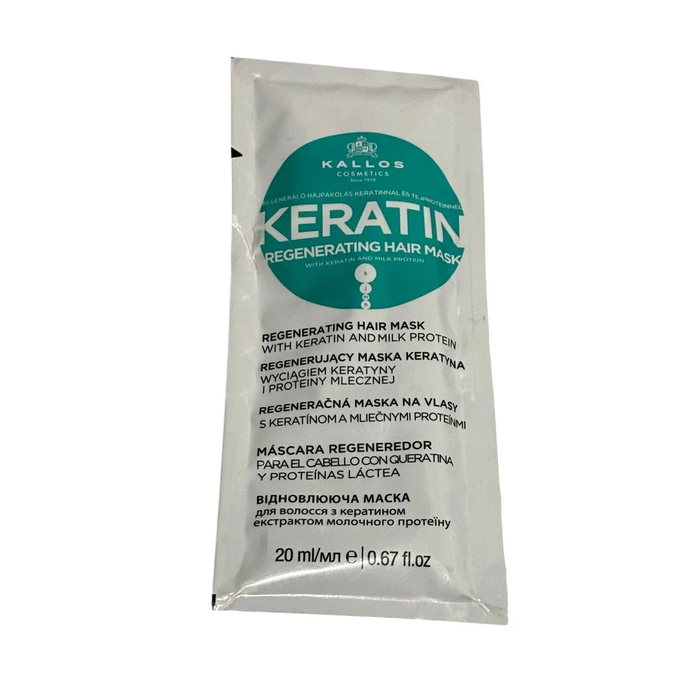 Kallos Keratin Regenerating Hair Mask with Milk Protein 4 Pack 20ml Sachets